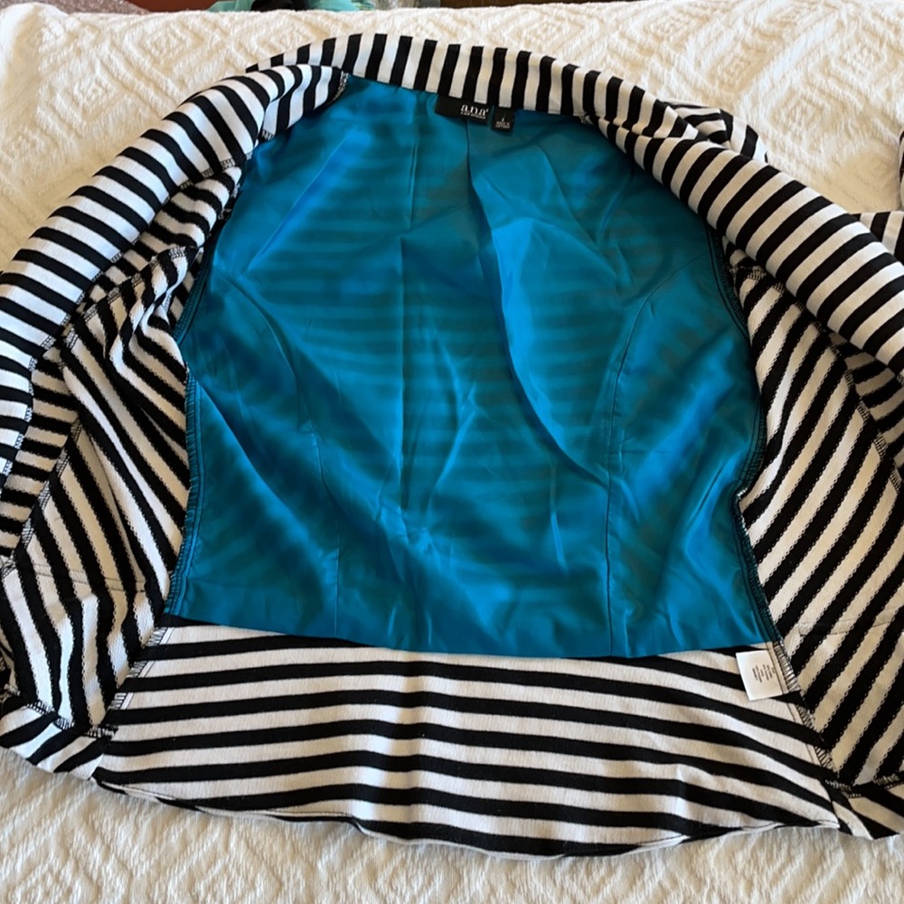 Ana Small Black White Blazer Jacket Suit Stripe - Picture 16 of 16